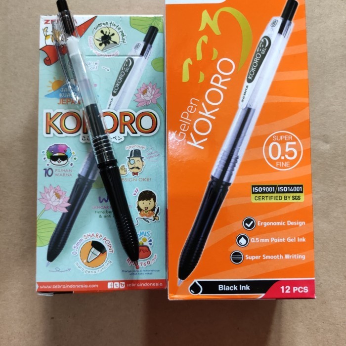 

Pulpen Kokoro zebra 0.5 black Gelpen 1lusin (12pcs)