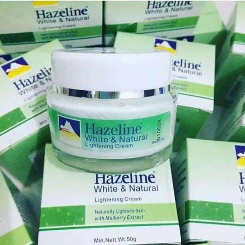 hazeline white & natural lightening cream hijau