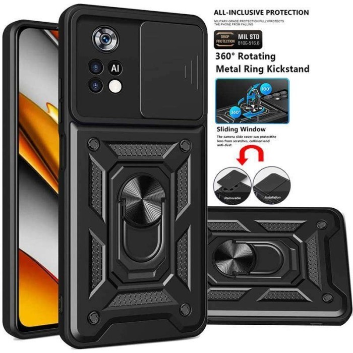 Case XIAOMI POCO M4 PRO 4G Military Iring Case Slide Camera