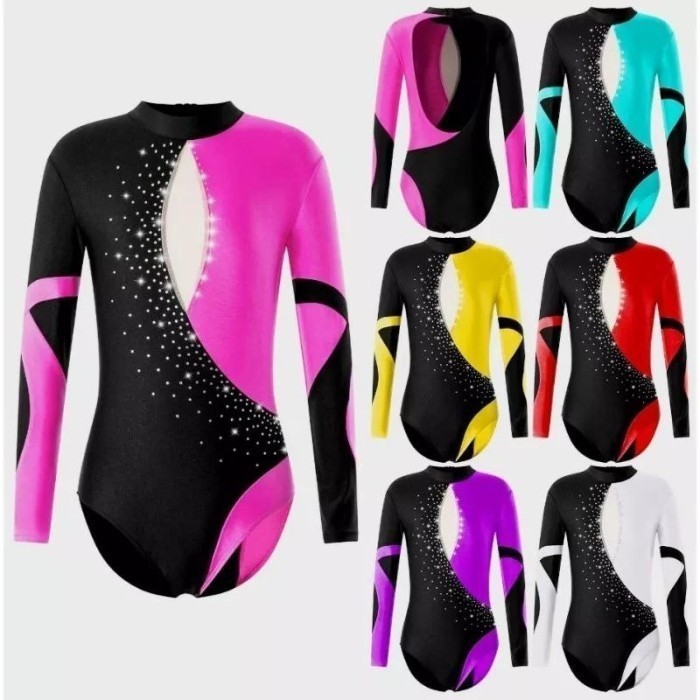 Leotard Gymnastic Lengan Panjang Senam Anak Perempuan