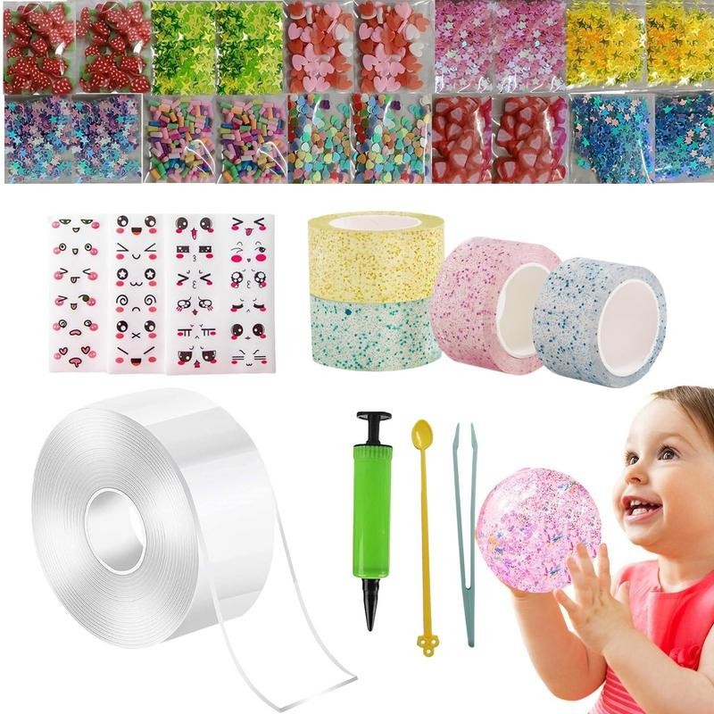 

Tape Bubble Kit Adhesive Gel Grip Traceless Tape Kit Elastic Blowing Handmade DIY Craft Bubble Tape Elastic Balloon Tape Strip