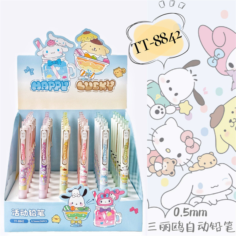 

( OTH1038 ) ( DIJUAL SATUAN ) Alat tulis pensil mekanik - sanrio melody hello kitty kuromi cinnamoroll pompompurin pochacco - green hijau yellow kuning blue biru purple ungu pink merah muda