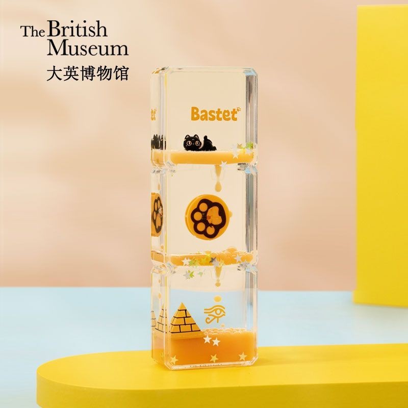 

Cute Gayer Anderson Cat Healing Time Hourglass Creative Desktop Decorations Bastet Acrylic Flowing Oil Hourglass Ornament
