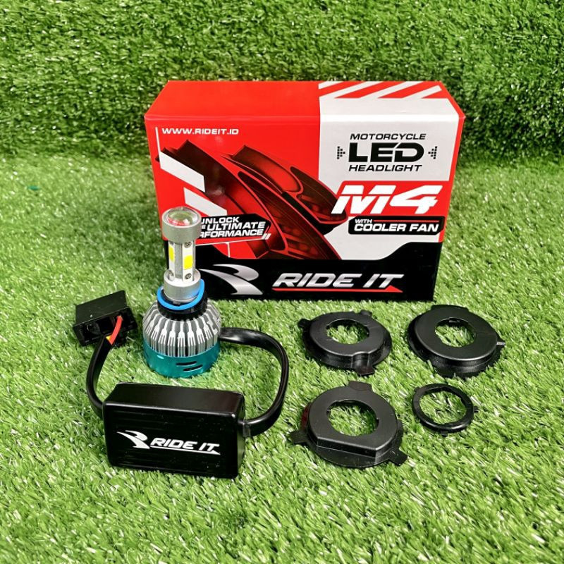 DOP LAMPU DEPAN BOHLAM LED 4 SISI 80W DAN 6 MATA AC DC KIPAS UNIVERSAL SEMUA MOTOR RIDE IT