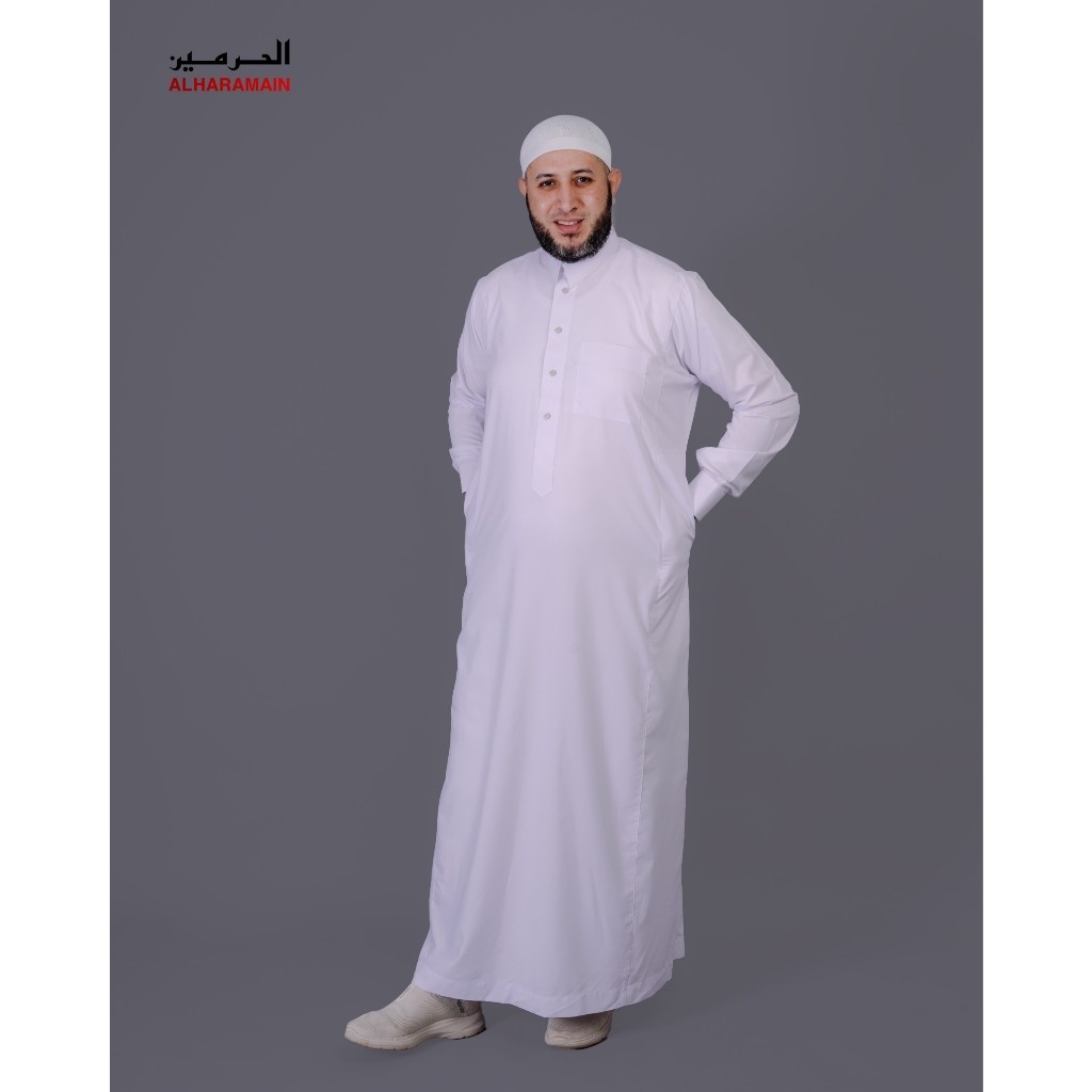 AL Haramain Jubah / Gamis Pria Dewasa Slimfit Manset Premium Series (80) / Jubah AL Haramain | Putih