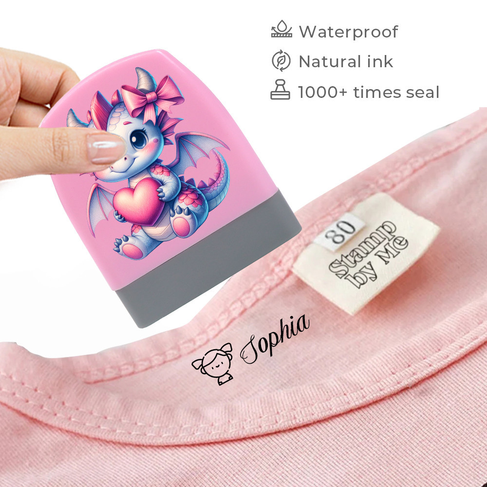 

Pink Little Dinosaur Personalized Name children's Stamp Animal Pattern Stamp For Clothes Notebook Francobolli Giocattoli