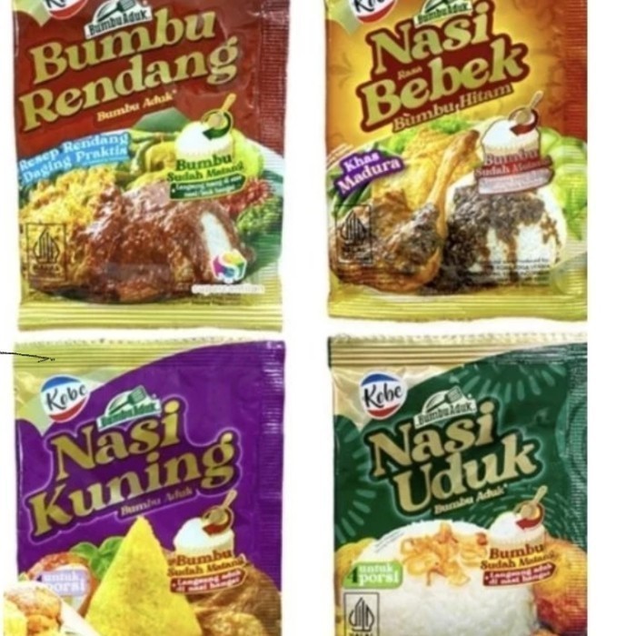 

Kobe bumbu Aduk Instant | Uduk nasi kuning | Bebek Bumbu Hitam | Rendang 1 sachet bungkus pc Waeing sayur Jogja