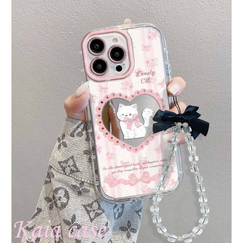 【Case+Gelang】case VIVO Kucing cinta berongga dengan rantai busur Casing ponsel cocok untuk VIVO Y93N