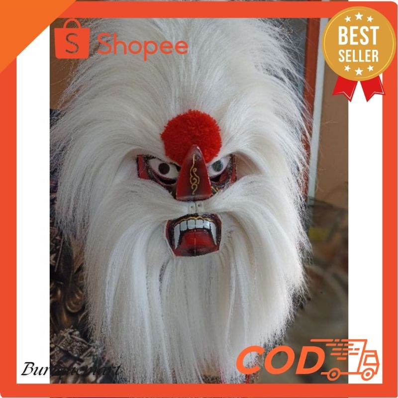 topeng ganong full putih/ganongan anak/ganongan remaja/dewasa/ganongan rambut sintetis BRQ