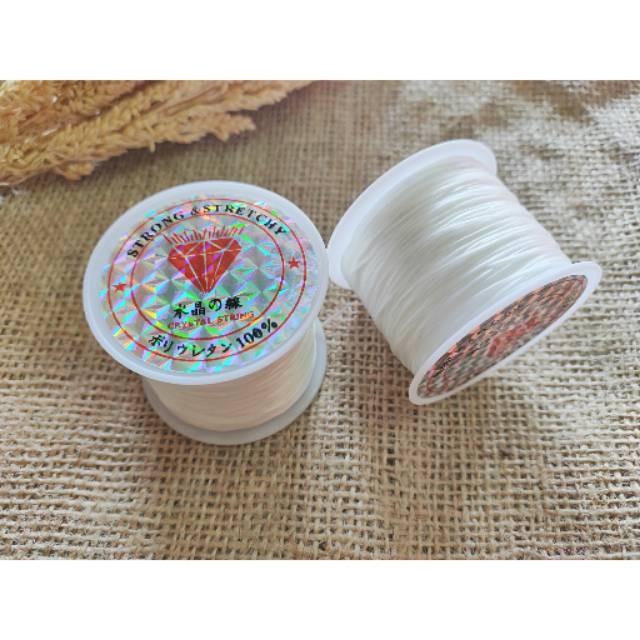 Karet elastis putih/ Tali serat/Karet serat untuk gelang ( Bahan Premium )