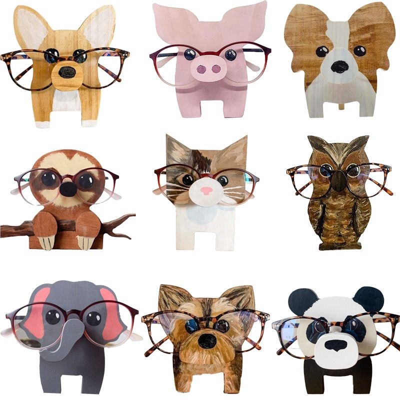 Braket/Braket Kacamata Hewan Kreatif Kayu Solid/Ornamen Mengumpulkan Kantor Display Berdiri/Ruang Ta