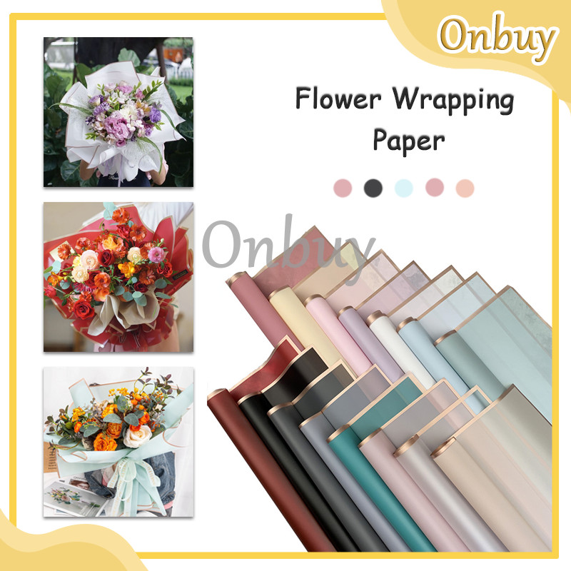 

Kertas Buket Bunga Bungkus Transparent Frame Gold line Flower Wrapping