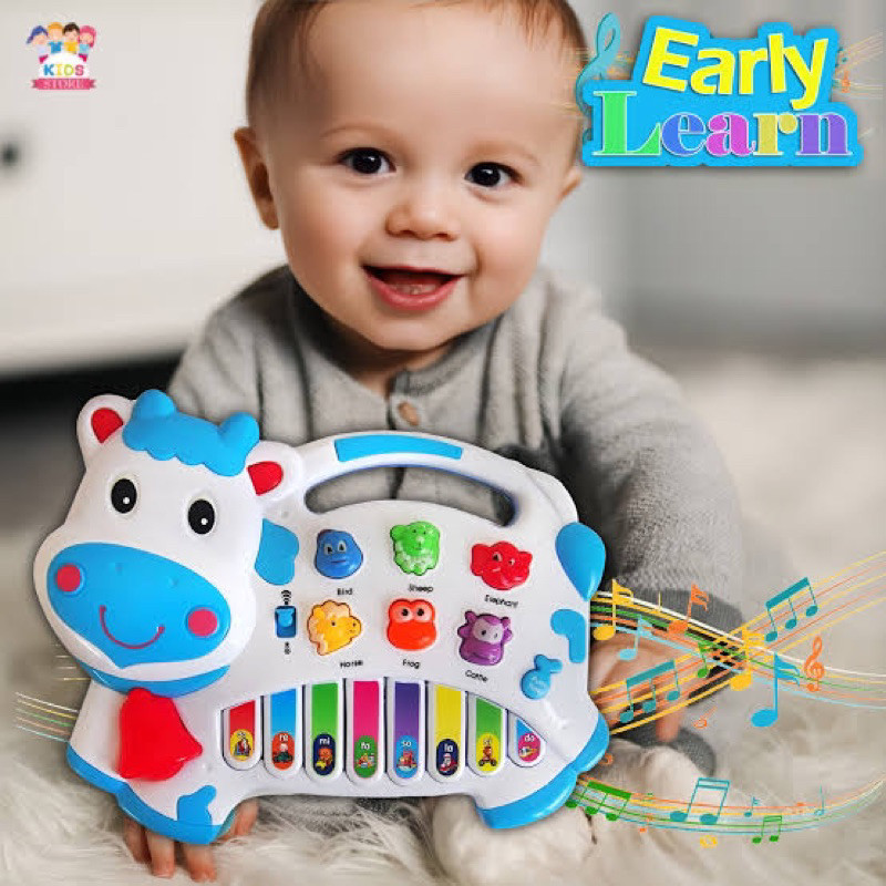 (BISA COD) MAINAN ANAK PIANO MUSIK BENTUK SAPI / MAINAN BAYI EARLY LEARN MUSIK PIANO SAPI LUCU