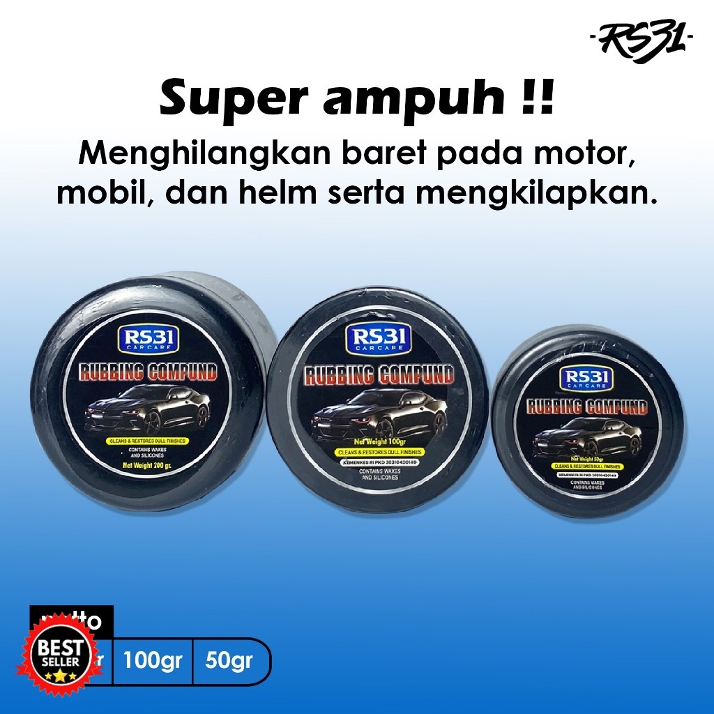 Kompon penghilang baret body mobil, aspa,  bodi motor, helm kaca goresan | Rubbing Compound RS31|