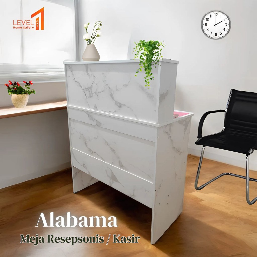 Alabama Meja Kasir 80 x 40 Meja Resepsionis Meja Kantor Minimalis Estetik Multifungsi dengan Drawer