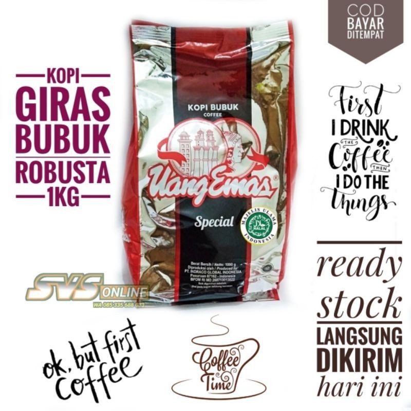 

Kopi giras bubuk robusta 1kg uang emas coffee nikmat bikin ketagihan