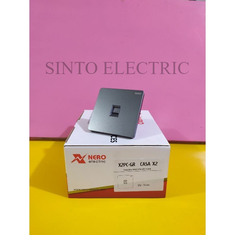 NERO Casa X2 Grey Outlet Data Cat5 Stopkontak Data LAN Cat 5