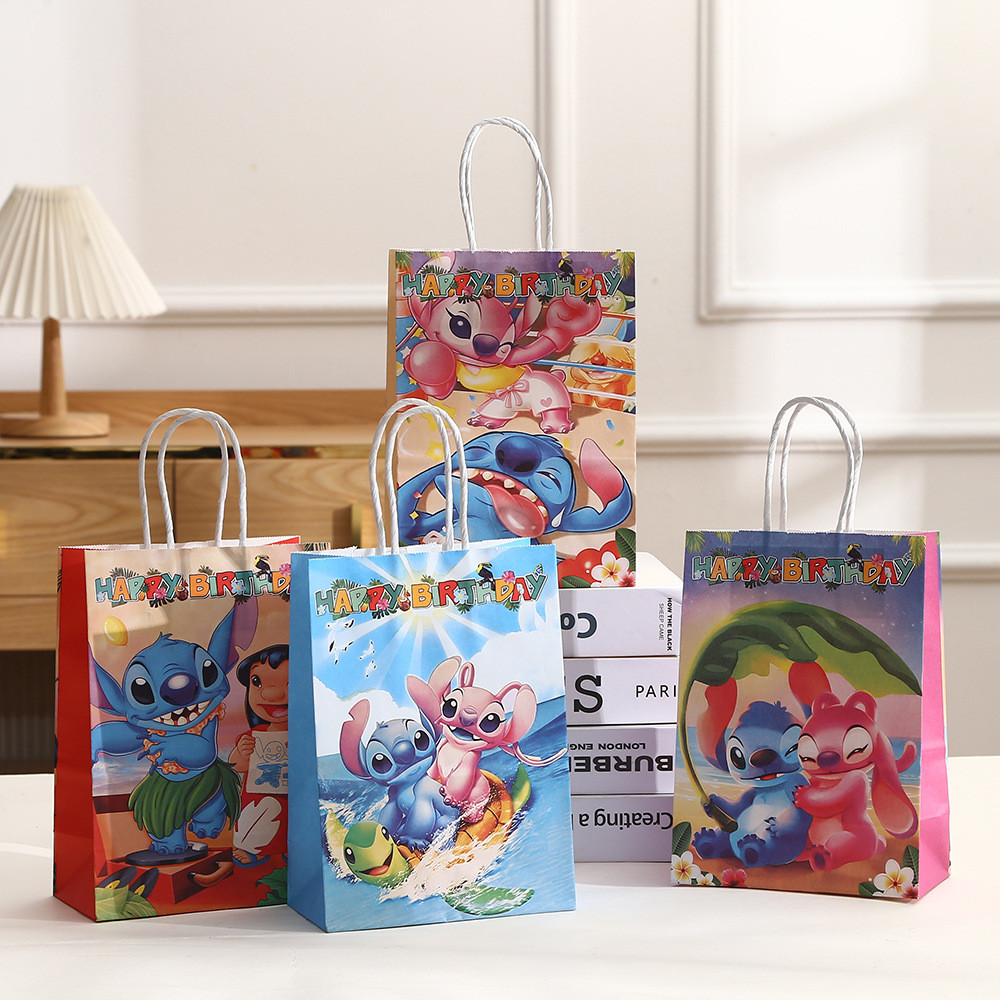 

Disney Lilo &Stitch Paper Bags Candy Gifts Hawaii Summer Packaging Bag Girl Boy Birthday Party Decoration Baby Shower Supplies