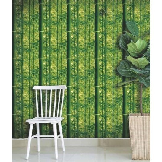 Wallpaper Dinding Murah hijau kuning pohon bambu tekstur 10meter