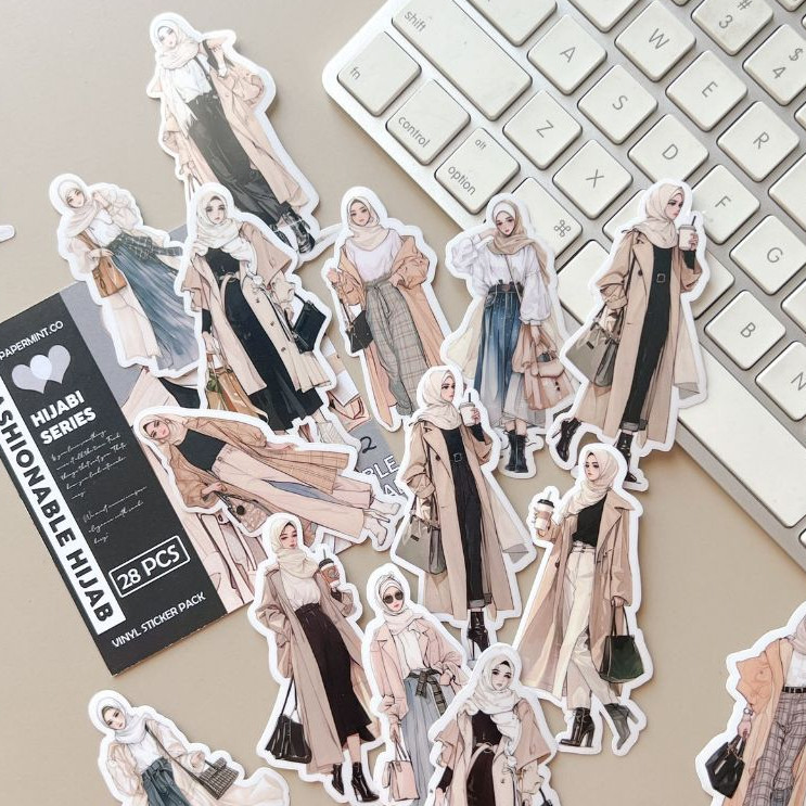 

[Hercyna] 24pcs Sticker Hijab Series Papermint Stiker Muslimah Bujo Journaling Jilbab