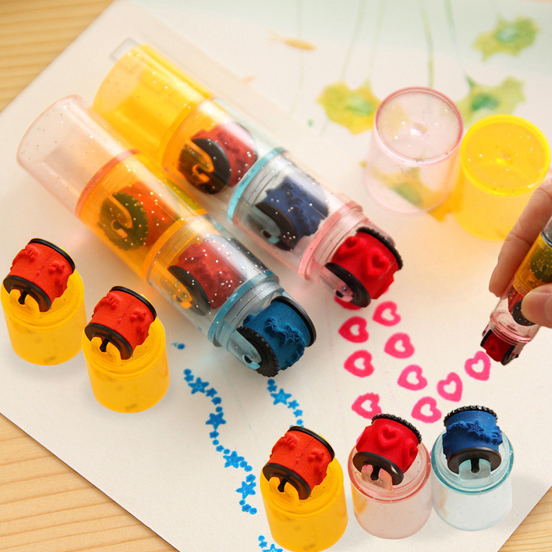 

3/6Pcs Baby Colorful Ink Pad Stamp Seal Preschool Funny Toy Cartoon DIY Roller Drawing Diary Tool for Kids Ink Pad LearningGift