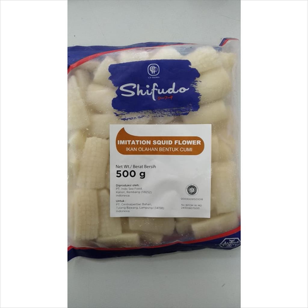 

SHIFUDO IMITATION SQUID FLOWER ( IKAN BENTUK CUMI ) 500GR