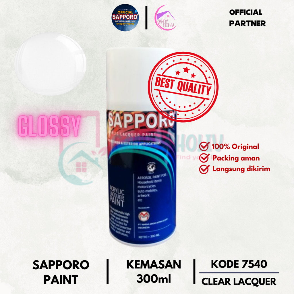 

7540 CLEAR LACQUER SAPPORO STANDAR 300ml Cat Semprot Pylok Pilok Pylox