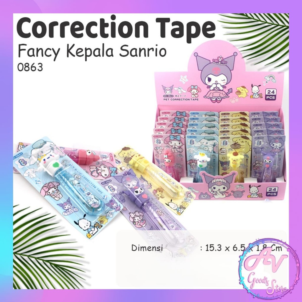 

Correction Tape Sanrio 0863 / Tip Ex Kertas Stick Kepala Sanrio / Tip X Roll Pita Karakter