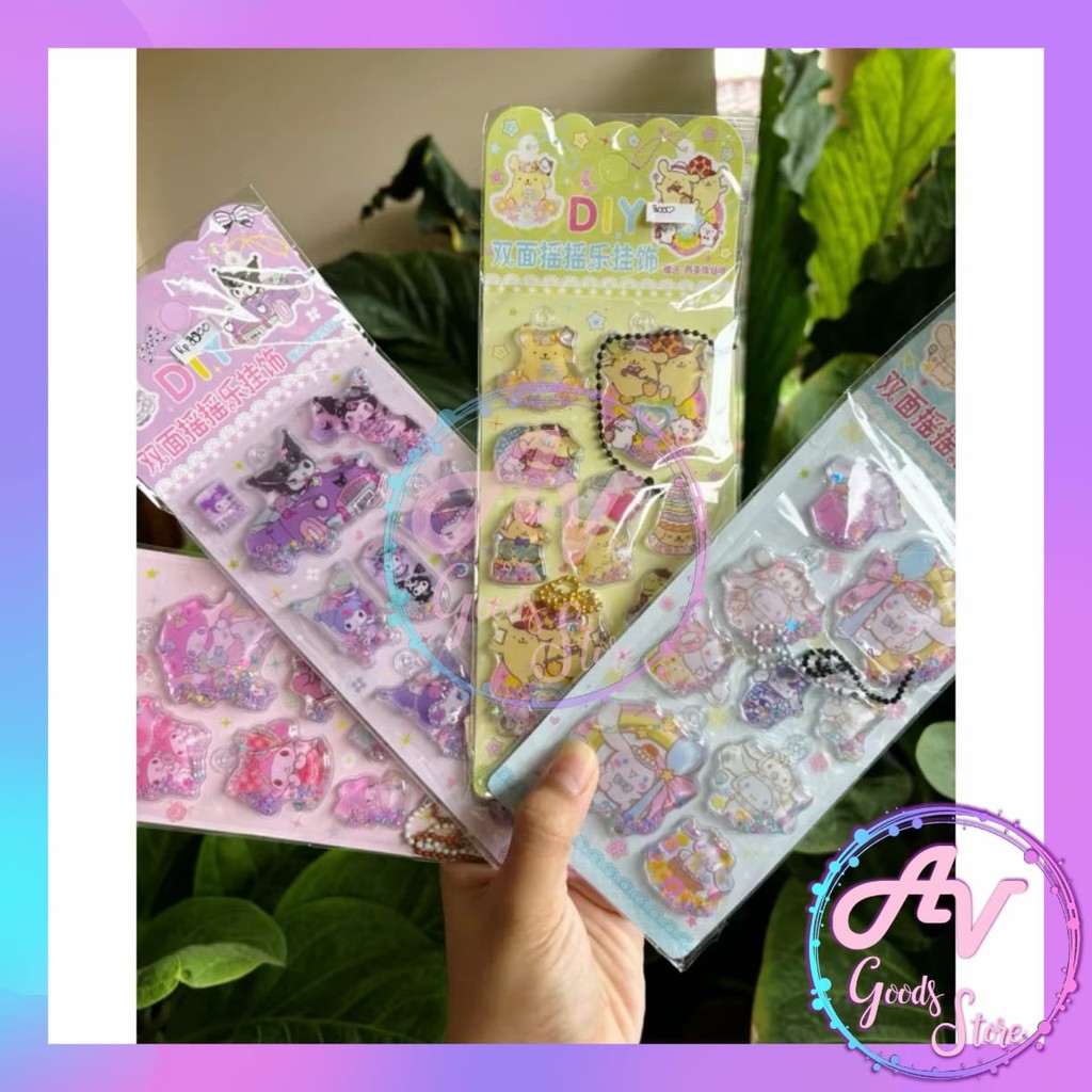 

Sticker DIY Gantungan Kunci Sans Friends / Stiker Air Glitter Ganci Karakter