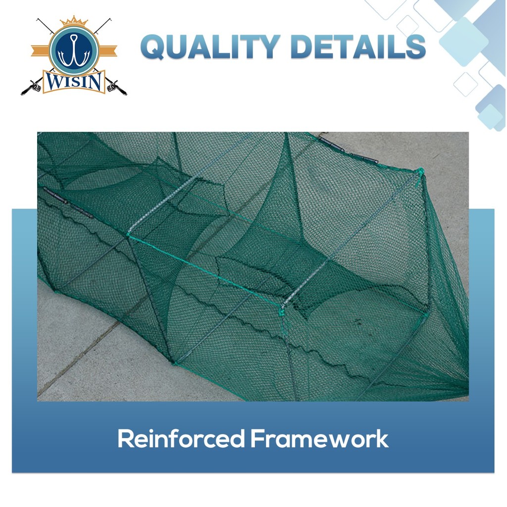 ID WISIN JARING BUBU NAGA PERANGKAP UDANG IKAN LIPAT PORTABLE 11 RUAS 8LUBANG 2.5M