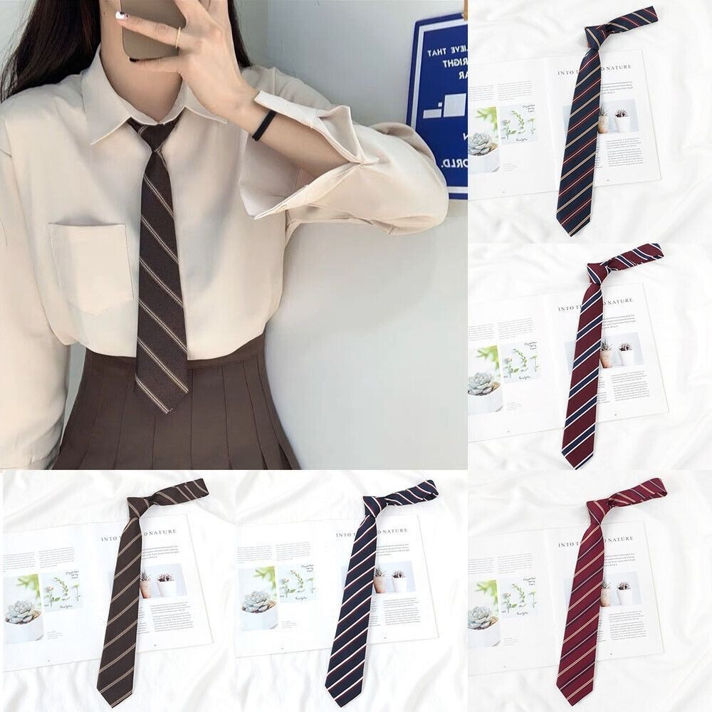 Polyester JK Necktie Simple Plaid Neckwear Striped Neck Tie Clothes Accessories Cravat Uniform Bow T