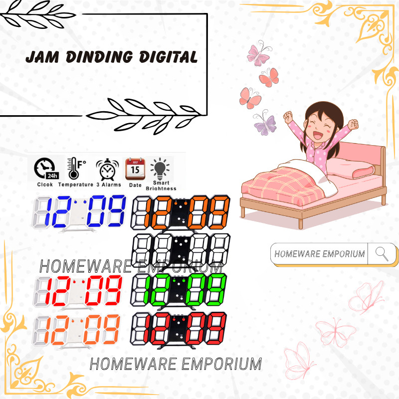 Jam Dinding Digital 3D LED