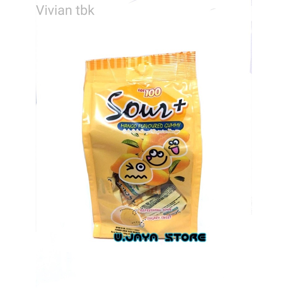 

vv Permen Asam Lot 100 Sour + Gummy Candy Import Varian Rasa Buah - apple