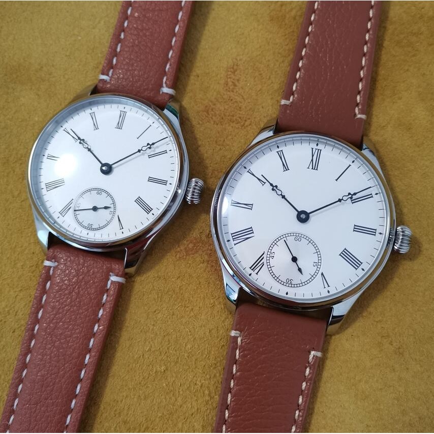 

41mm or 44mm manual mechanical watch Rice white dial with Roman number black Hollow out hand Mineral glass ST3621 movement