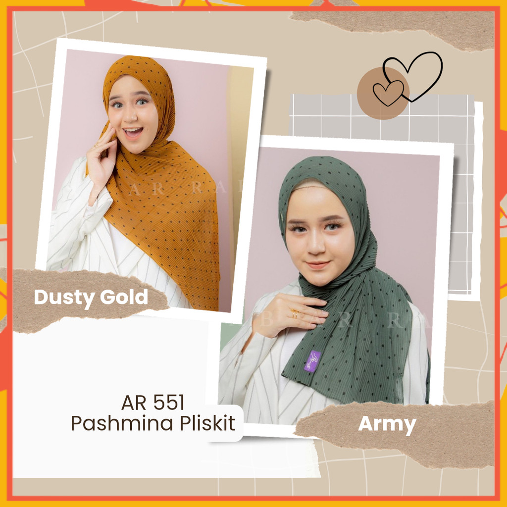 Hijab Plisket  Pashmina Premium Hijab Arrafi AR 551 Motif Polkadot