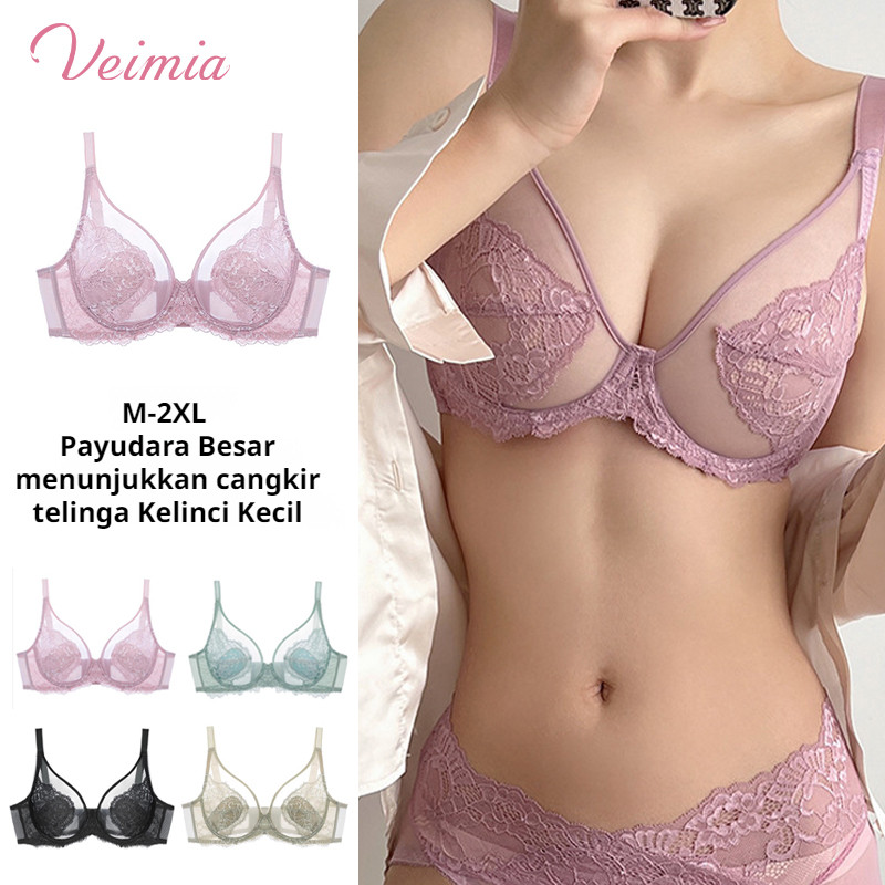 【COD+Pengiriman 24 jam】Veimia BH renda/Fashion BH hot bra BH Bahan Lace Tipis Sexy bra push-up sexy 