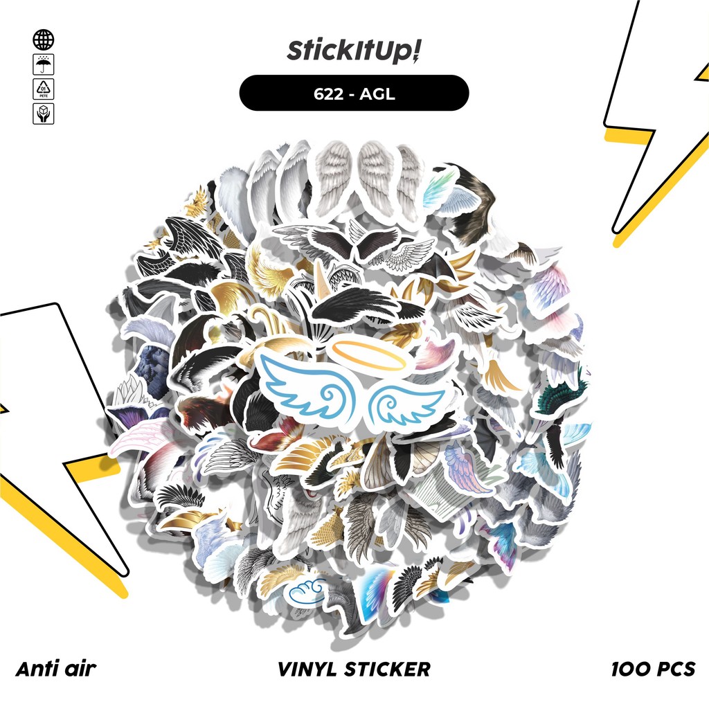 

COD 100 Pcs Stiker Angel's Wings Lucu Anti Air Untuk Dekorasi Notebook Sepeda Skateboard Handphone DIY