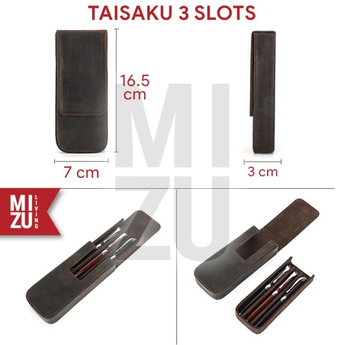 

BEST MIZU TAISAKU HARD Fountain Pen Case 3/6/12 Slot Inspired Galen Leather - 3 SLOTS, SOFT RED