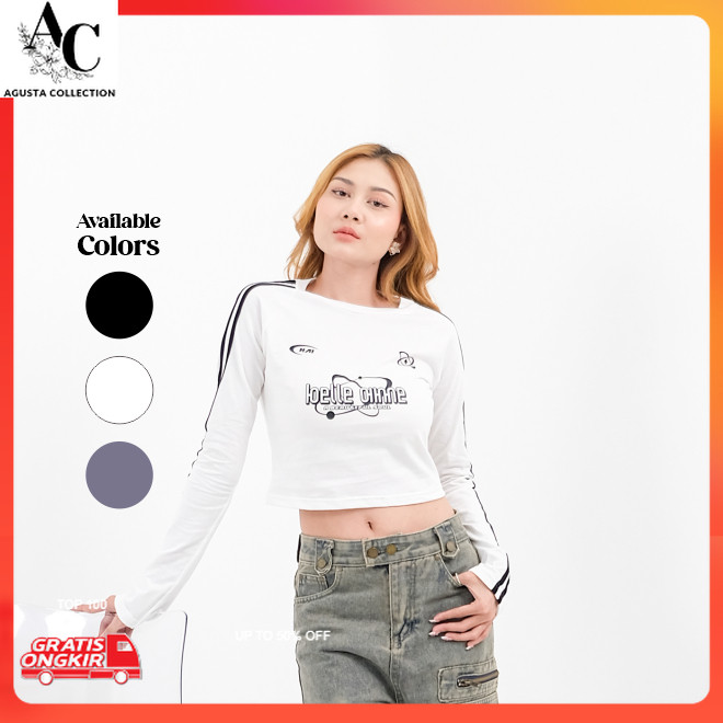 Croptop Lengan Panjang Belle Ame / Crop Wanita / Baju Crop Top / Atasan Wanita Kekinian