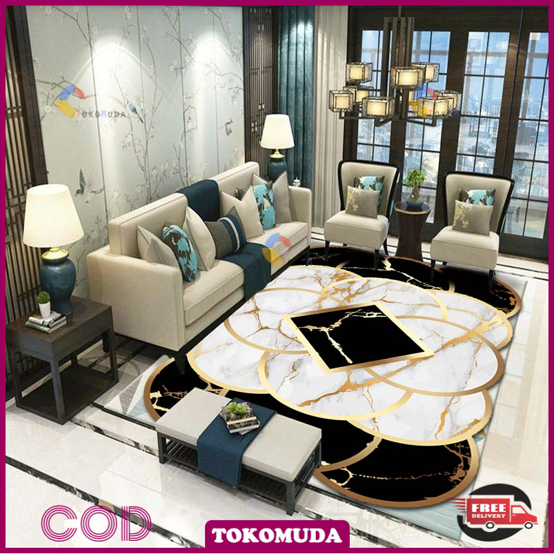 TOKOMUDA  Karpet Lantai Modern Clasik Minimalis 100x150 Karpet Ruang tamu motif Mewah