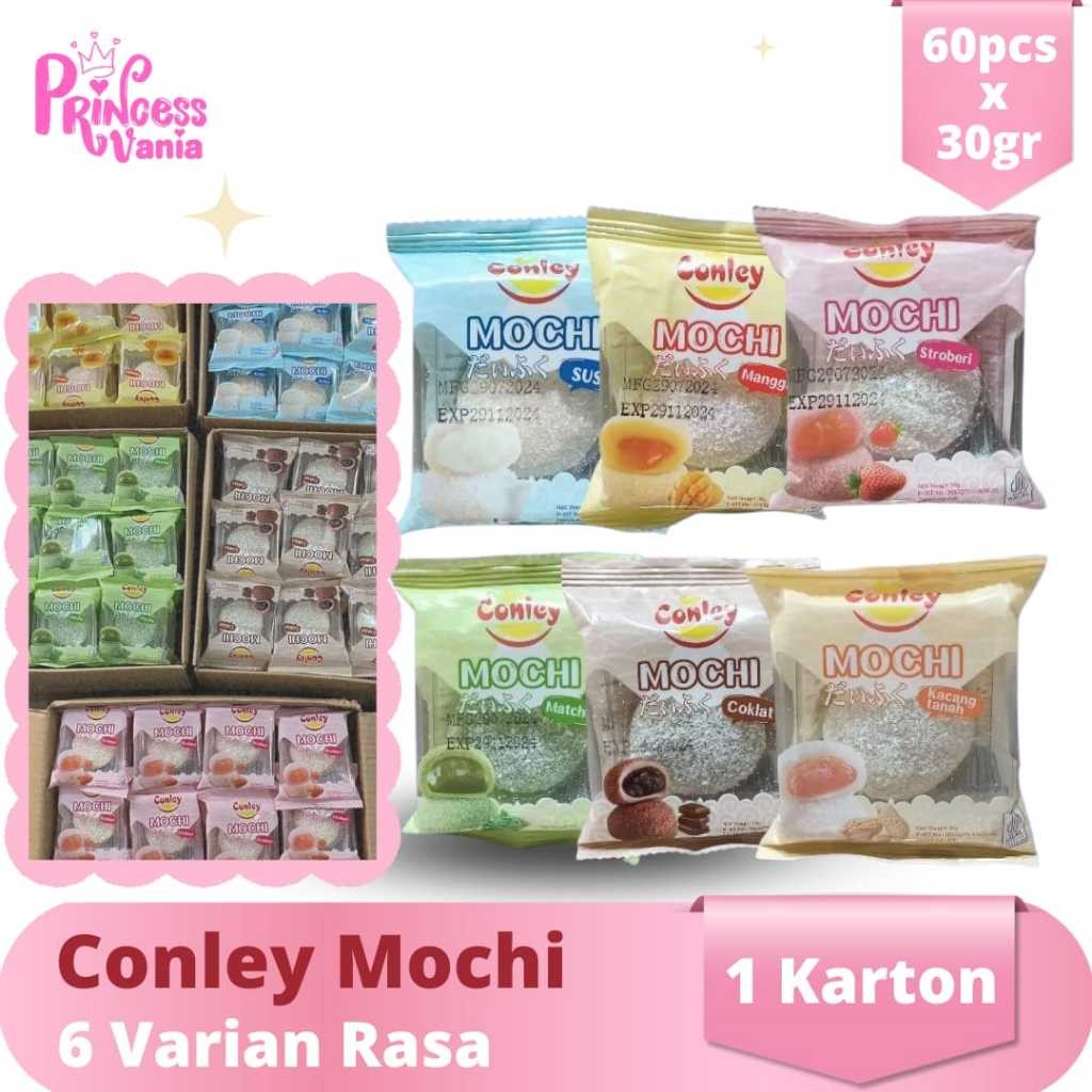 

COD VIRAL !!! 1 DUS CONLEY MOCHI ANEKA RASA KEMASAN MINI ISI 60X30GR KUE VIRAL KENYAL LEMBUT