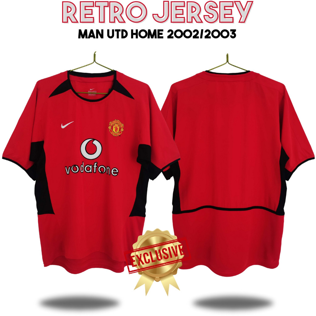 Retro Jersey Manchester United Home VODAFONE 2002/2003 football kit olahraga sport Import High Quali