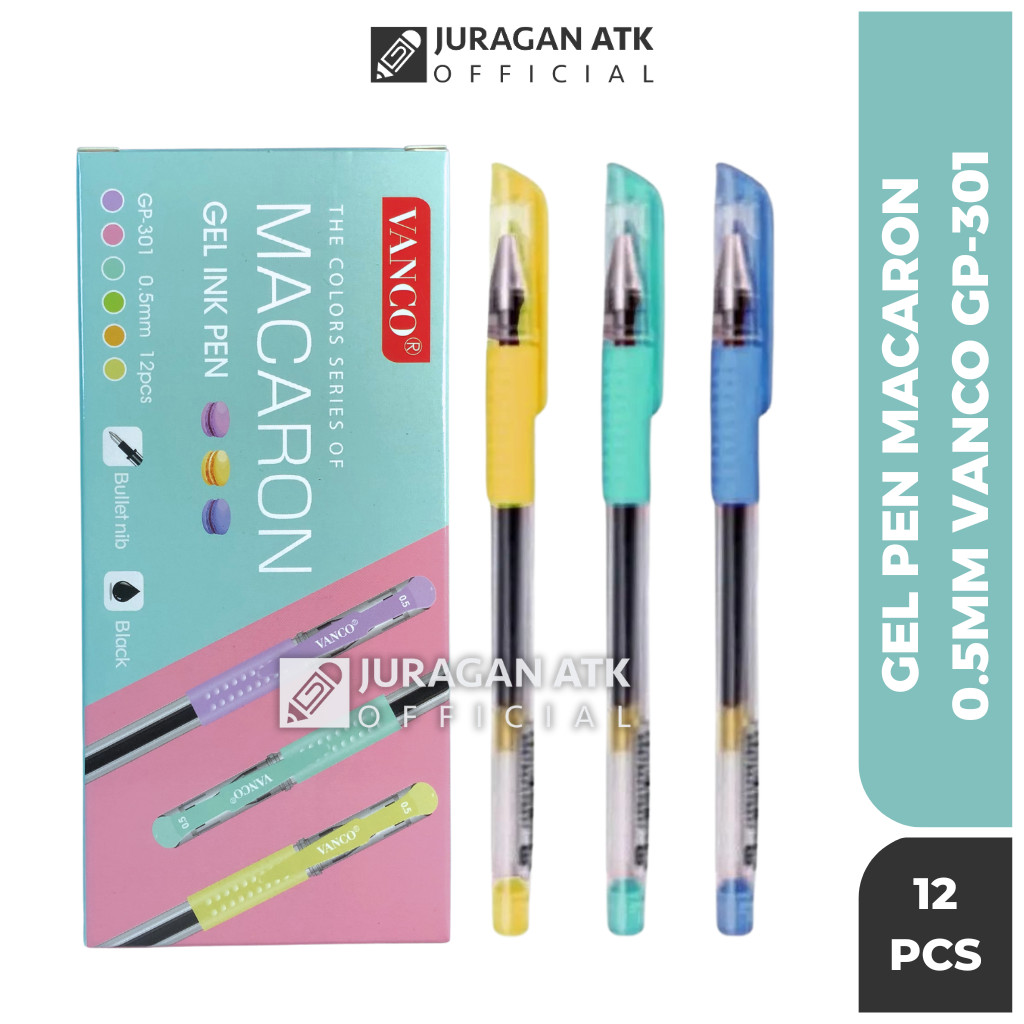 ( 12 Pcs ) Pulpen Gel Pastel Macaron 0.5m / Gel Pen Pastel VANCO GP-301