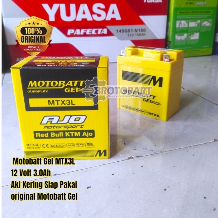 Aki Motor Kawasaki Ninja R 150 SS 150, Honda NSR 150 Motobat MTX3L Gel