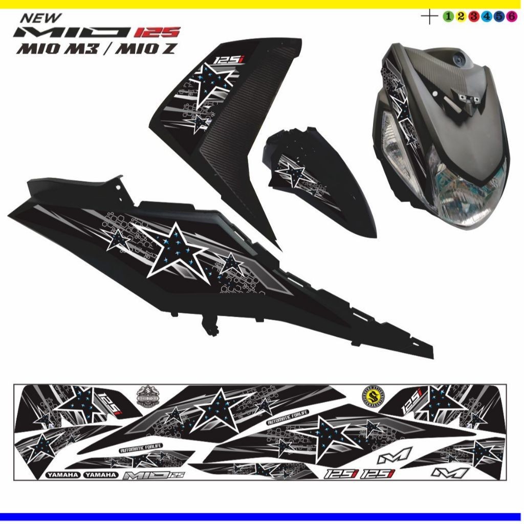 STIKER VARIASI LIS BINTANG MIO M3 MIO Z STIKER LIS SIMPLE MOTIF TERBARU