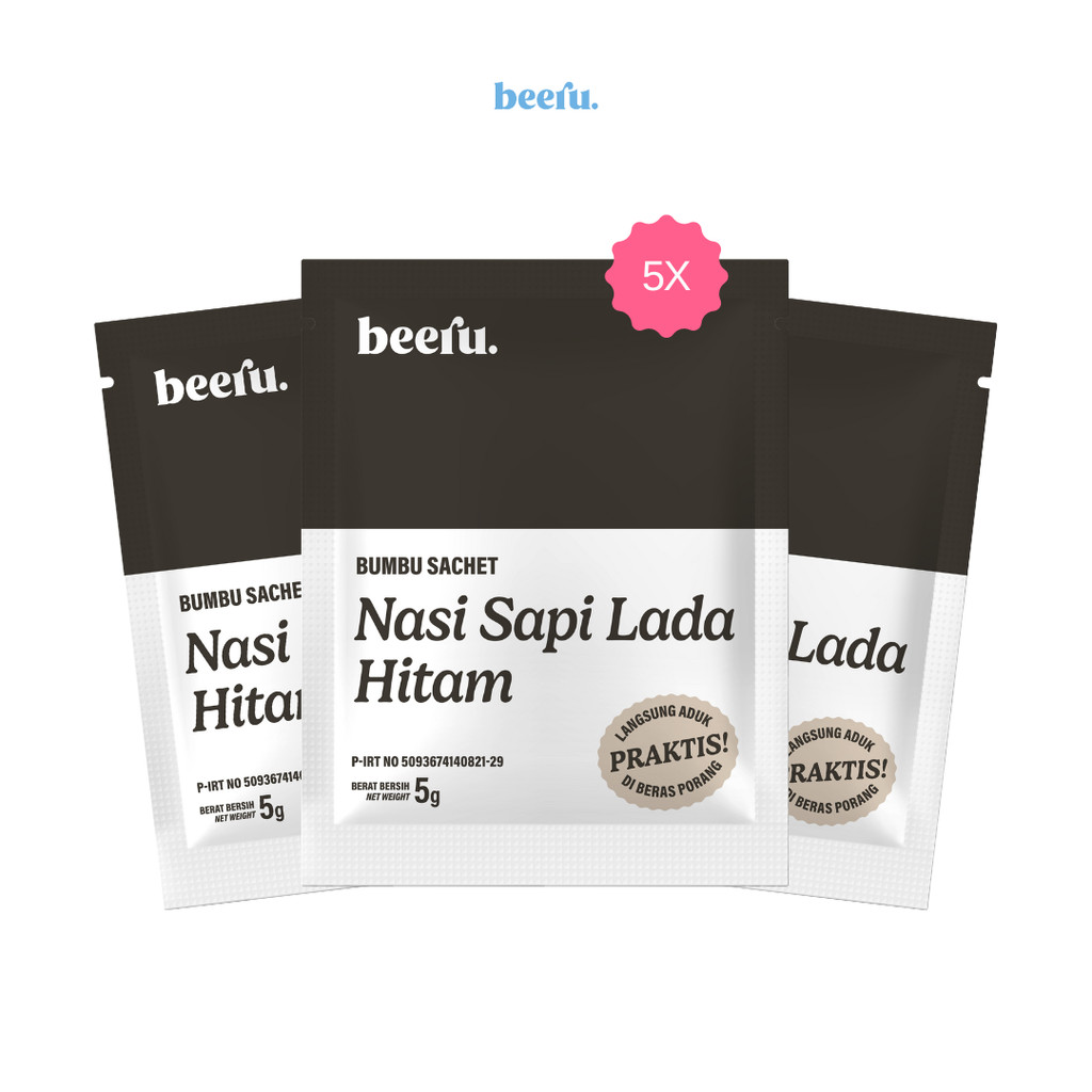 Beeru Bumbu Sachet Beras Porang Rasa Nasi Sapi Lada Hitam isi 5pcs