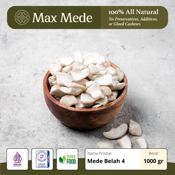 

Best Seller Kacang Mente/mete Belah Empat Fresh Belum Panggang Mentah Premium 1kg