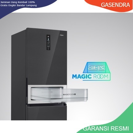 Kulkas Aqua Freezer Bawah Magic room 350RBM Garansi resmi