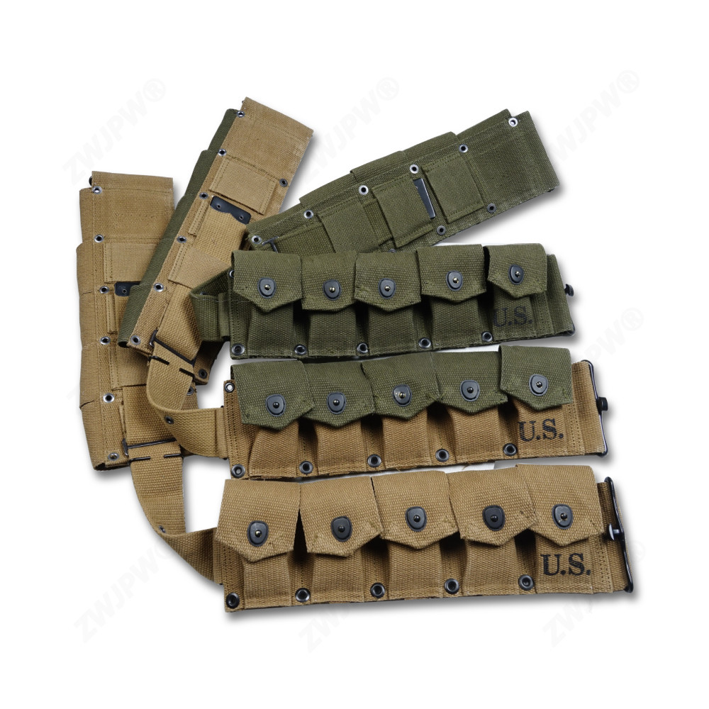 armyshop2008 3color WW2 US ARMY M-1923 CARTRIDGE SOLDIER MILITARY EQUIPMENT 10 POUCH BELT M1 GARAND 
