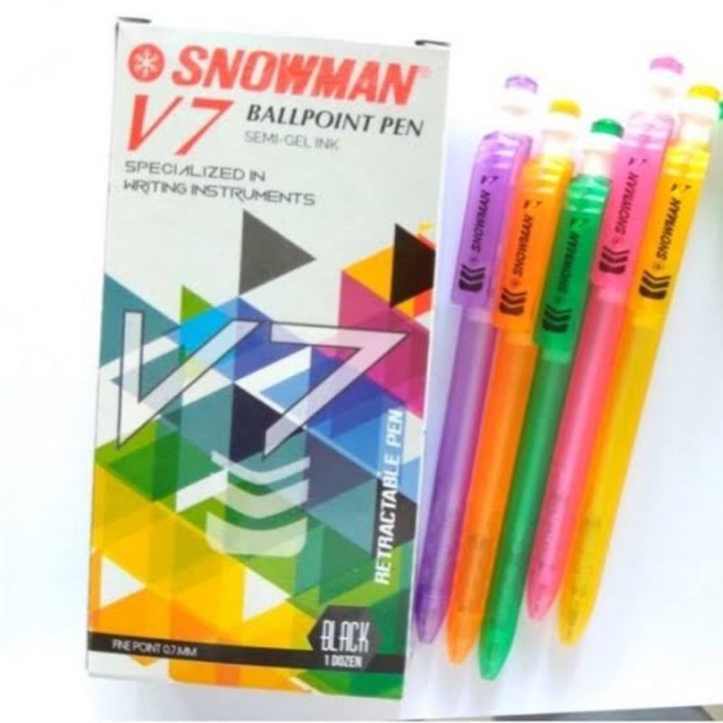 

Snowman Bolpoin V7 0.7mm - Pulpen Harga Satuan Warna Hitam Biru Merah